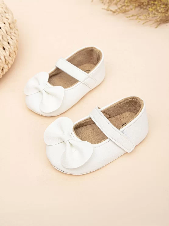 White Outdoor Mary Jane Flats For Baby Bow Decor Flats - Image 3