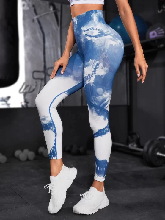 Tie Dye Wideband Waist Sports Leggings - Image 2
