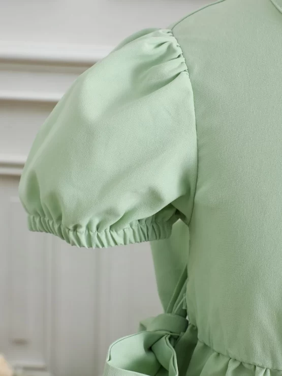 Toddler Girls Puff Knot Side Sleeve Dress - Image 3