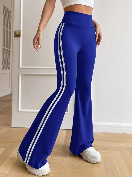 EZwear Striped Tape Side Flare Leg Pants - Image 3