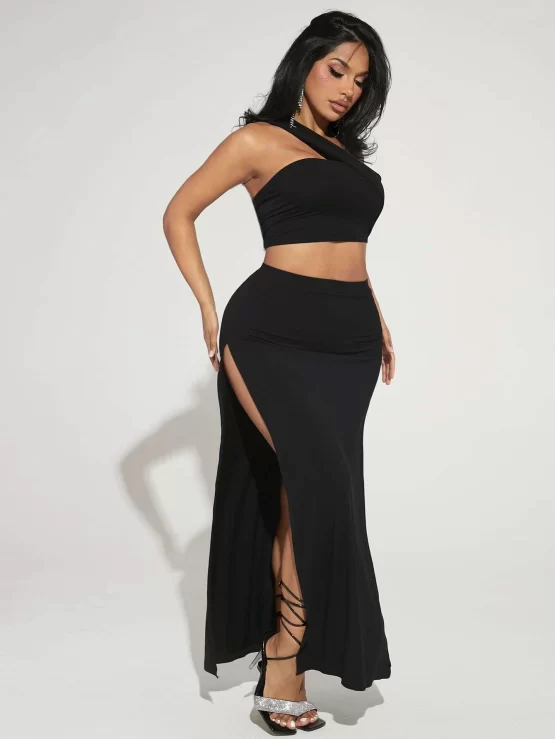 One Shoulder Sexy Crop Top & Pencil Skirt - Image 3
