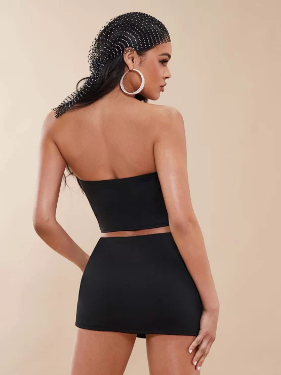 BAE Rhinestone Detail Tube Top & Bodycon Skirt - Image 2