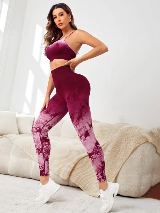 Seamless Sexy Multicolor Tie Dye Sports Set - Image 2