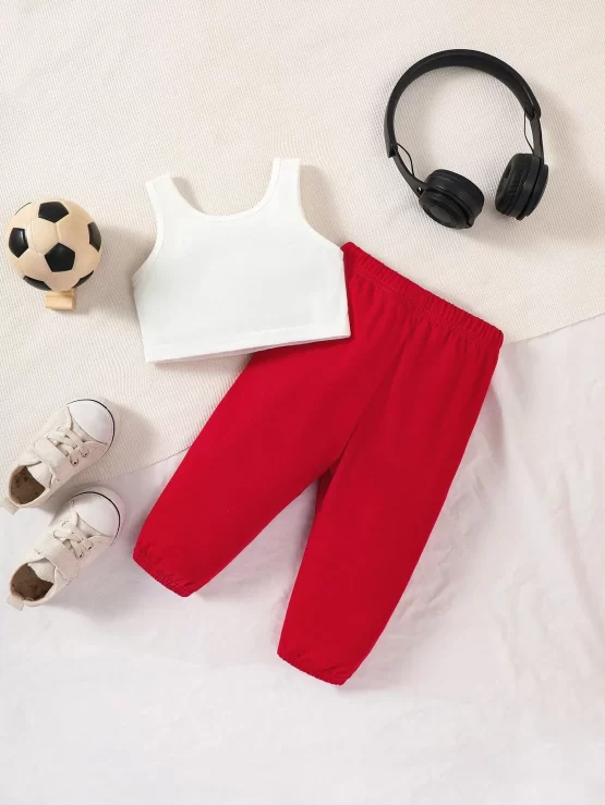 Baby Letter Graphic Tank Top & Sweatpants - Image 3