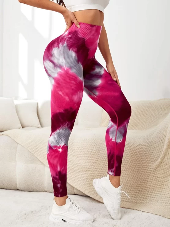 Tie Dye Wideband Waist Sports Leggings - Image 3