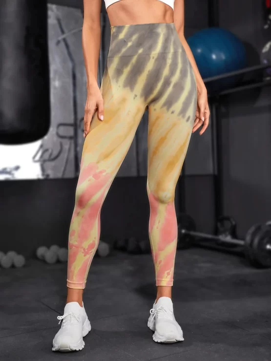 All Over Print Wideband Waist Sports Leggings - Image 2