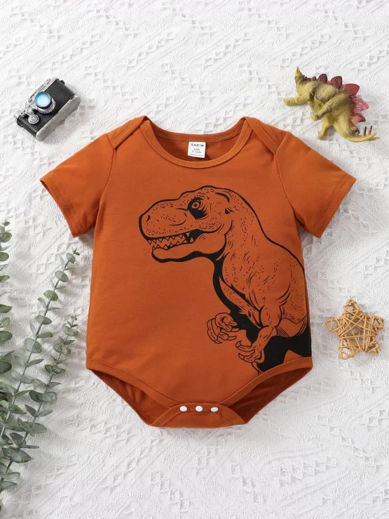 Baby Dinosaur Button Print Tee Bodysuit