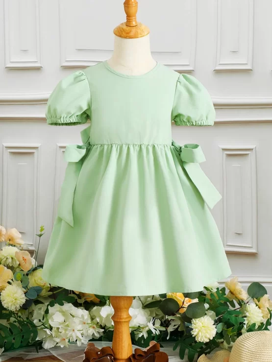 Toddler Girls Puff Knot Side Sleeve Dress