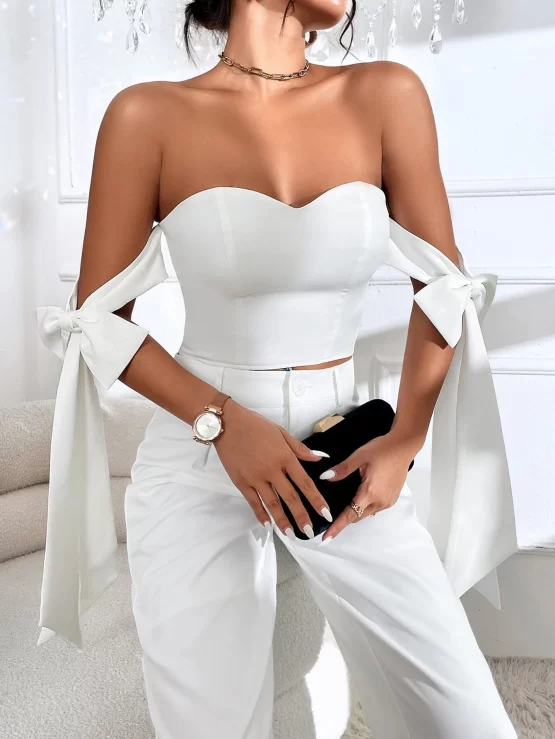 Knot Side Zipper Sexy Back Bustier Crop Top