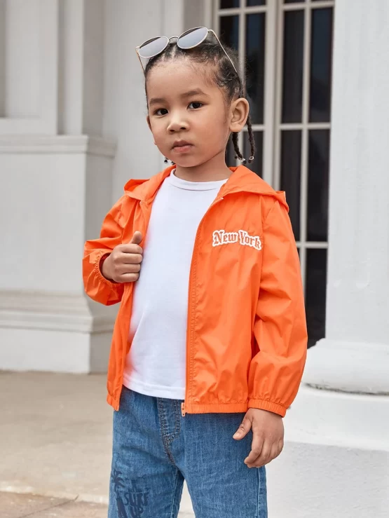Toddler Boys Letter Graphic Zip Up Hooded Jacket