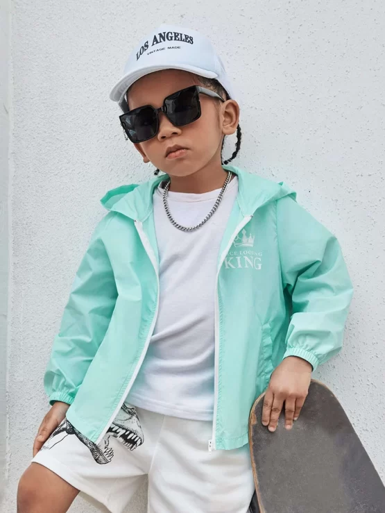 Toddler Boys Letter Graphic Zip Up Hooded Jacket