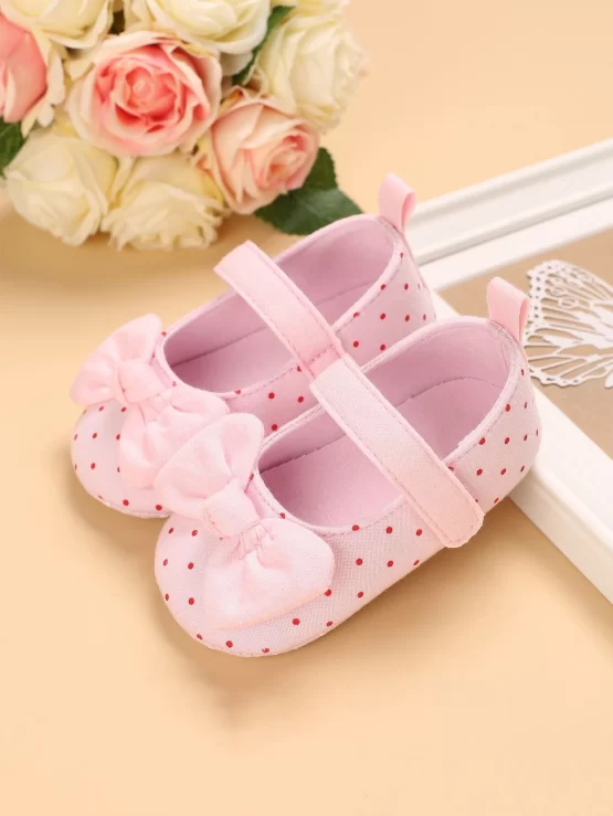 Baby Polka Dot Pattern Bow Decor Mary Jane Sandals