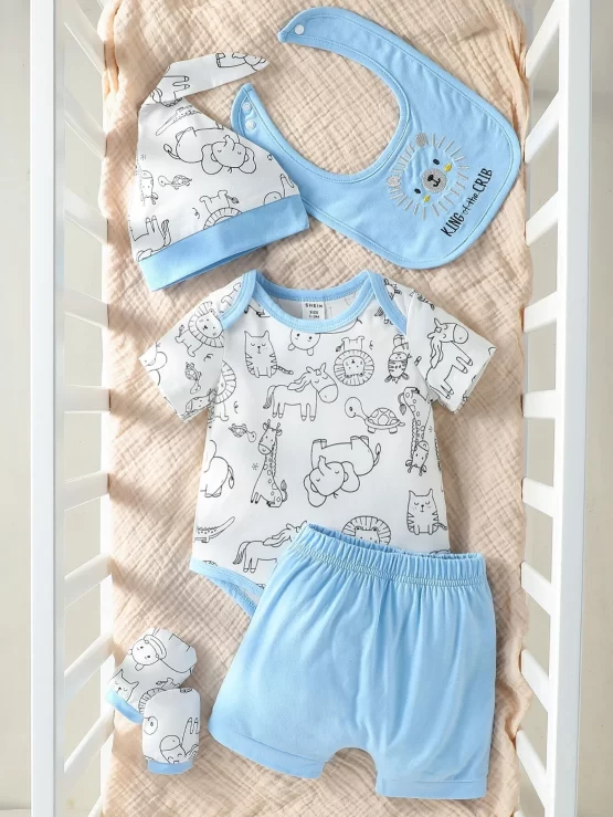 Baby Cartoon Graphic Bodysuit & Shorts