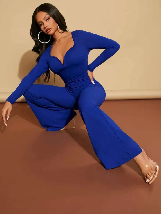 Sweetheart Long Neck Flare Leg Jumpsuit