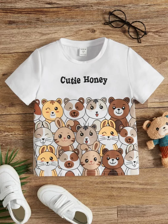Toddler Boys Cartoon & Letter Graphic Tee