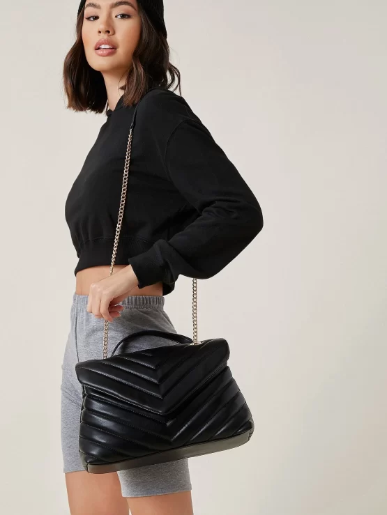 BIZwear Chevron Chain Flap Shoulder Bag - Image 3