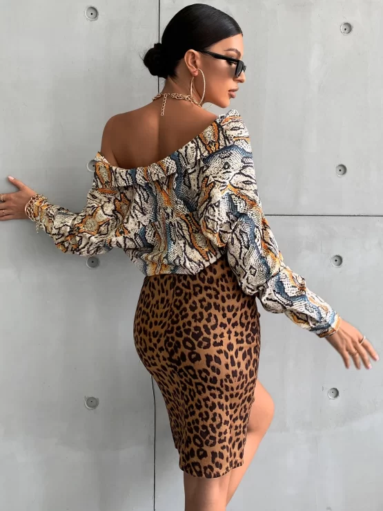 Unity Snakeskin Sexy Print Button Front Blouse - Image 2