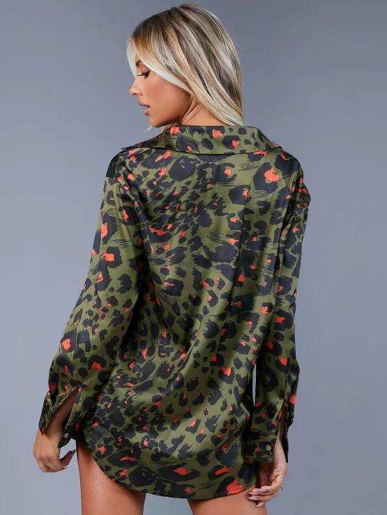 Unity Leopard All Over Print Button Up Blouse - Image 3