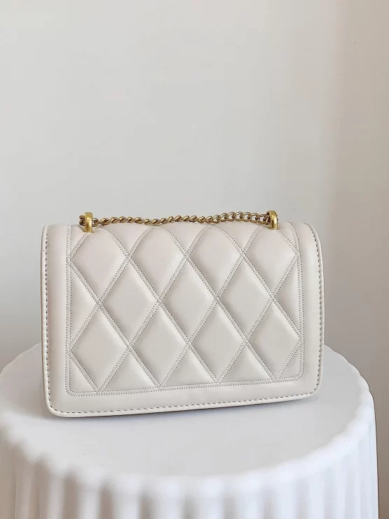 Quilted Push Lock Flap Chain Square Bag - Image 2