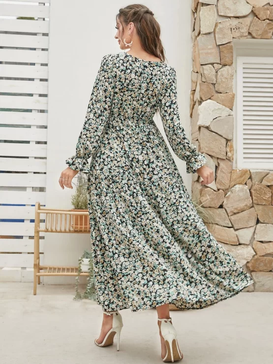 Mulvari Ditsy Floral Flounce Sleeve Dress - Image 2