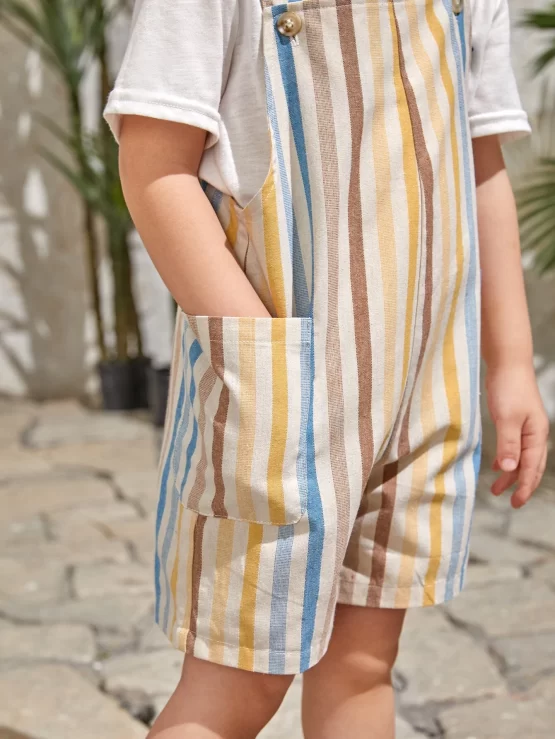 Toddler Boys Striped Color Block Romper - Image 2