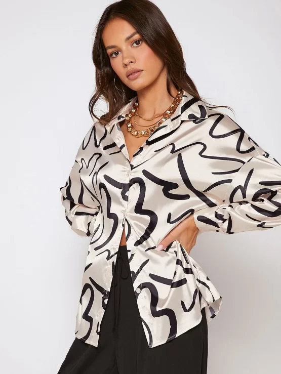 Unity Collar Graphic Print Drop Shoulder Shirt - Image 3