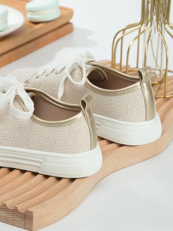 Girls Glitter Lace-up Front Canvas Shoes - Image 3