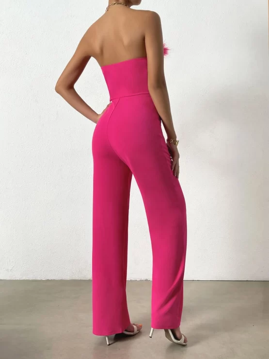 Unity Fuzzy Trim Tube Front Jumpsuit Without Blazer - Image 3