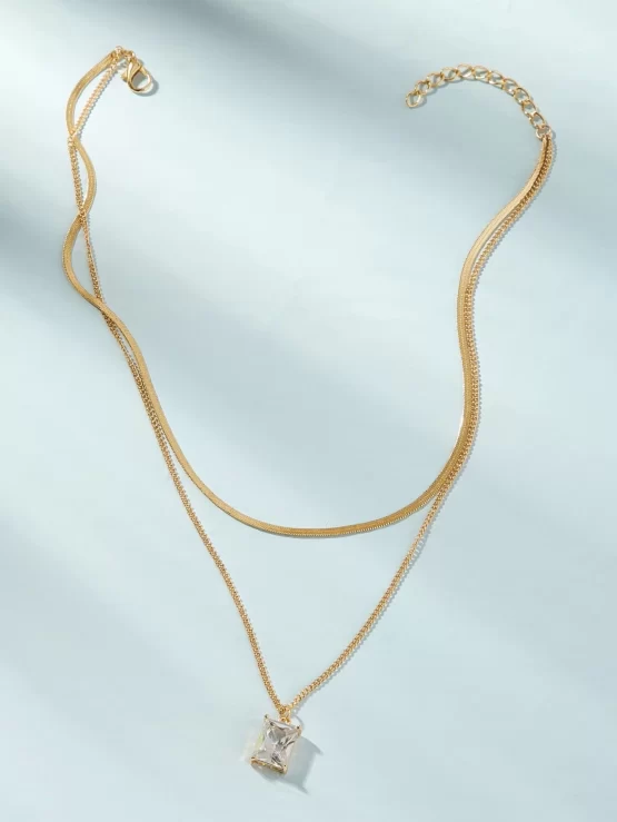 Cubic Zirconia Fashionable Charm Layered Necklace - Image 2