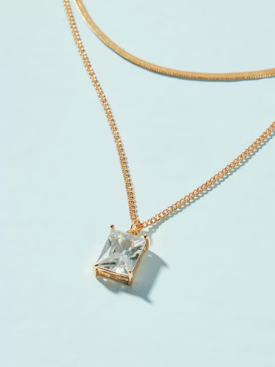 Cubic Zirconia Fashionable Charm Layered Necklace - Image 3