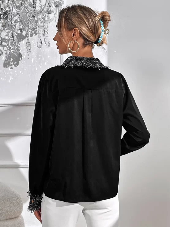 Contrast Binding Collar Button Front Shirt - Image 3