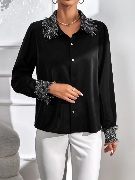 Contrast Binding Collar Button Front Shirt - Image 2