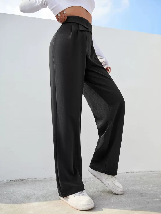 Unity Solid High Waist Straight Leg Pants - Image 3