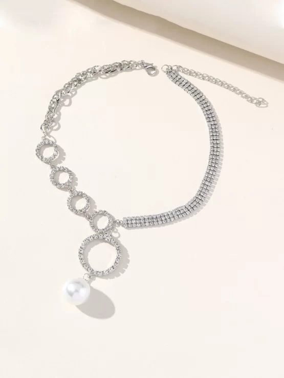 One Piece Glamorous Cubic Zirconia Rhinestone Decor Necklace - Image 2