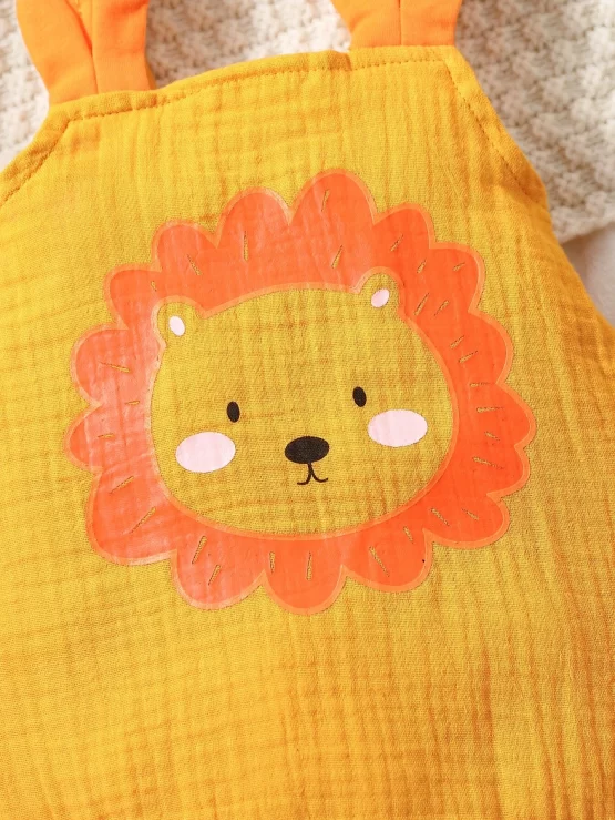 Baby Cartoon Graphic 3D Ear Design Patched Cami Bodysuit - Image 3