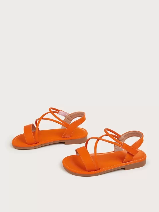 Girls Plain Open Toe Cross Ankle Strap Sandals - Image 2