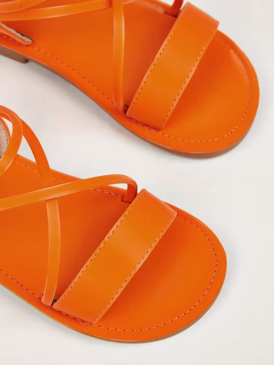 Girls Plain Open Toe Cross Ankle Strap Sandals - Image 3