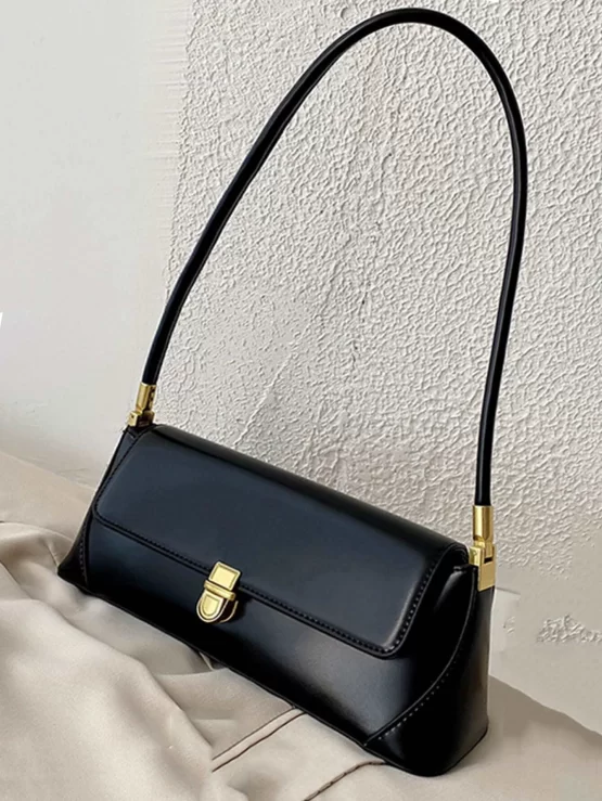 Minimalist Plain Elegant Flap Baguette Bag - Image 2