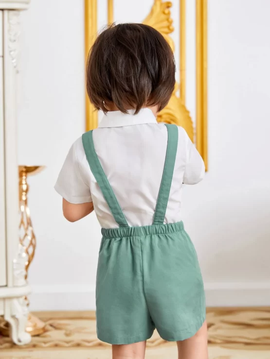 Baby Bow Button Front Shirt & Pinafore Shorts - Image 3