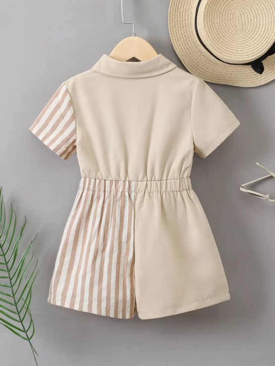 Toddler Boys Striped Shirt Print Romper - Image 3