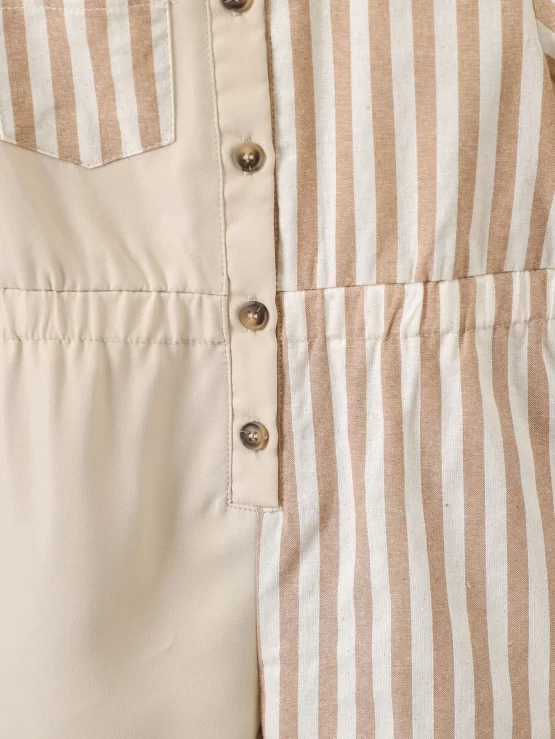 Toddler Boys Striped Shirt Print Romper - Image 2