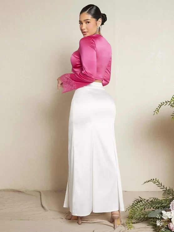 High Waist Sexy Zipper Split Thigh Skirt - Image 3