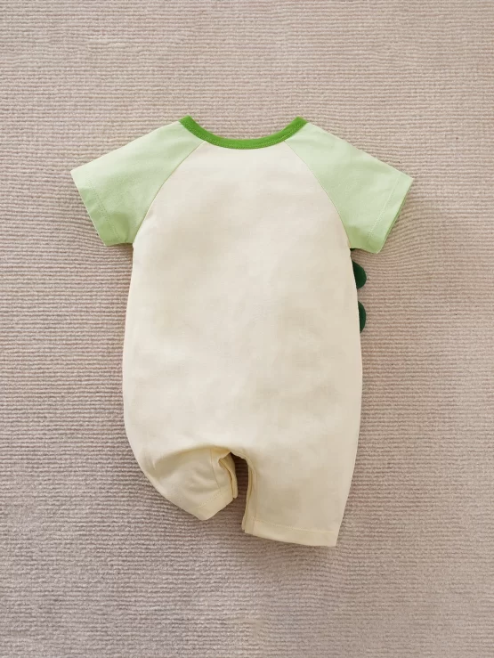 Baby Cartoon Raglan Sleeve 3D Patched Design Graphic Romper - Image 3