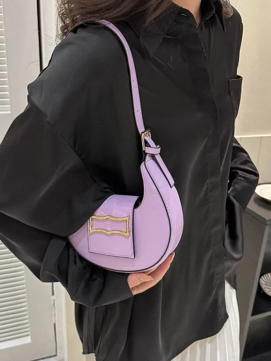 Mini Hobo Bag Purple Fashionable Top Handle - Image 2