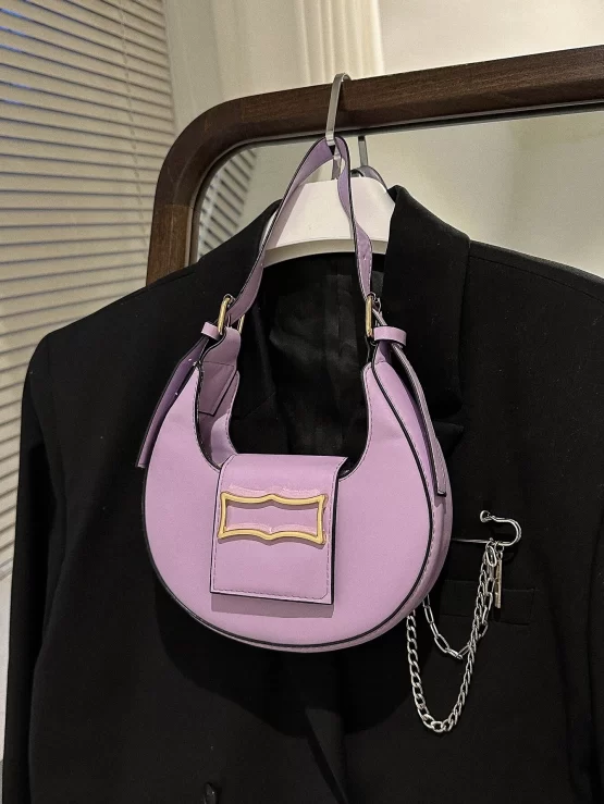 Mini Hobo Bag Purple Fashionable Top Handle - Image 3
