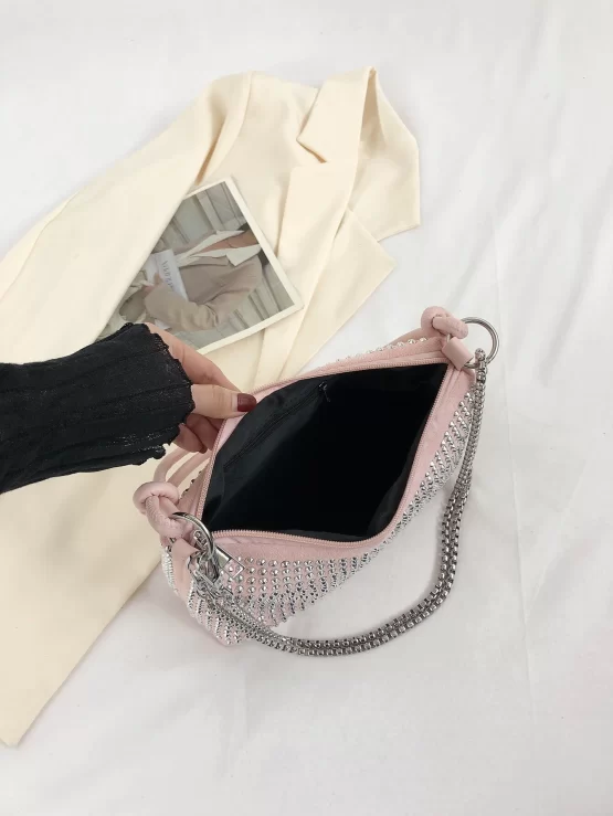 Studded Decor Hobo Bag Knot Design Handle - Image 3