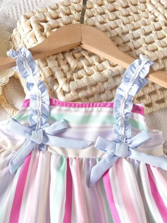 Toddler Girls Striped Bow Front Cami Top & Shorts - Image 2