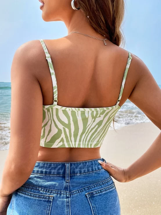 EZwear Zebra Striped Bandana Hem Cami Top - Image 2