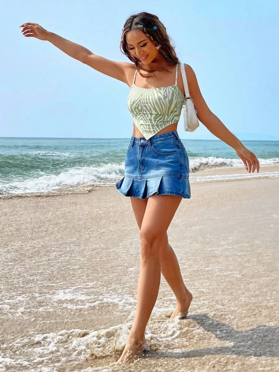 EZwear Zebra Striped Bandana Hem Cami Top - Image 3