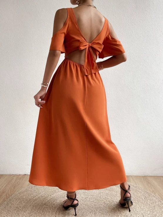 Unity Cold Shoulder Twist Front Cut Out Split Thigh Dress - Image 2